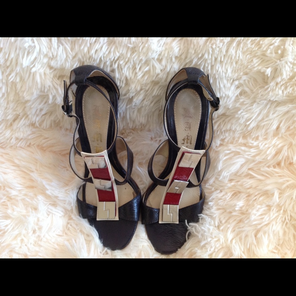L.A.M.B leather multi colored heel